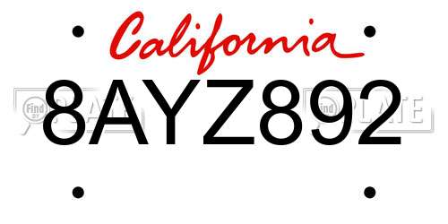 8AYZ892 California License Plate