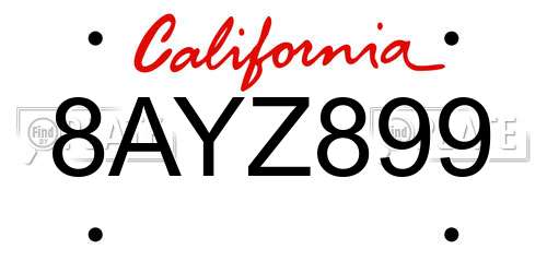 8AYZ899 California License Plate