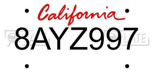 8AYZ997 California License Plate