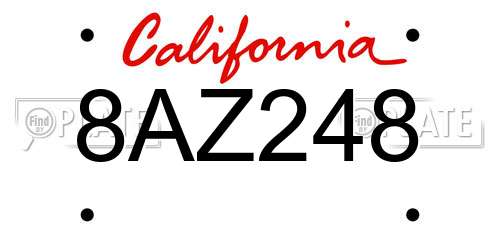 8AZ248 California License Plate