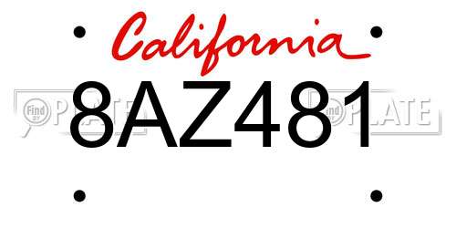 8AZ481 California License Plate
