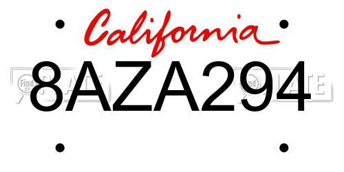 8AZA294 California License Plate