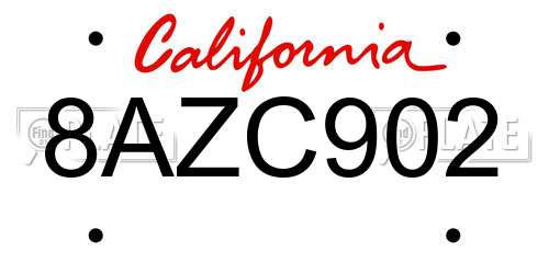 8AZC902 California License Plate