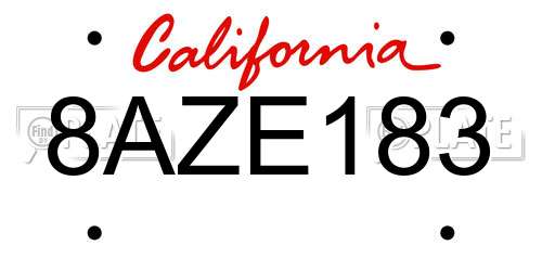 8AZE183 California License Plate