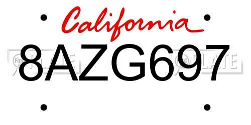 8AZG697 California License Plate