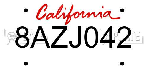 8AZJ042 California License Plate