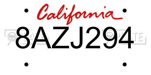 8AZJ294 California License Plate