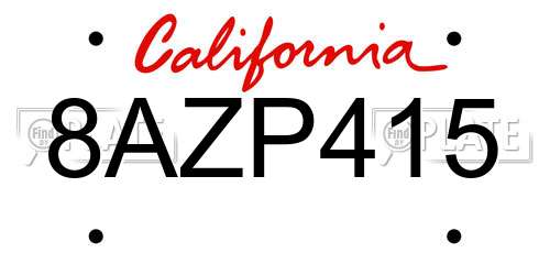 8AZP415 California License Plate