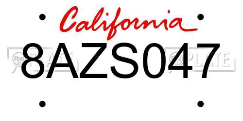 8AZS047 California License Plate