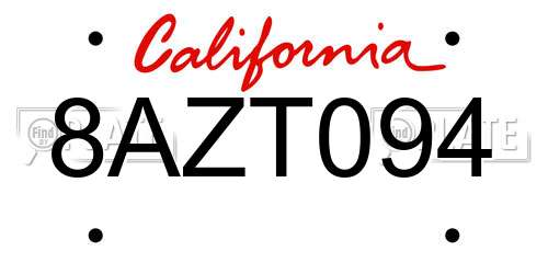 8AZT094 California License Plate