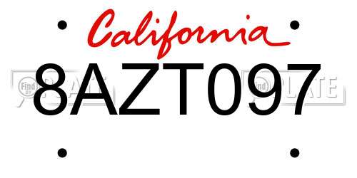 8AZT097 California License Plate