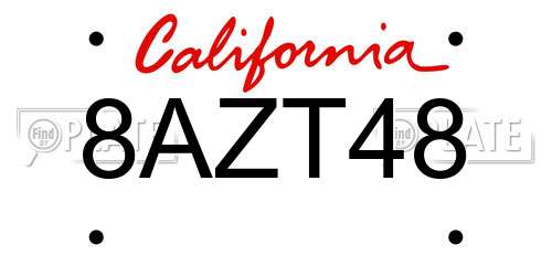 8AZT48 California License Plate