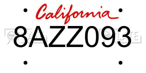 8AZZ093 California License Plate