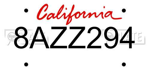 8AZZ294 California License Plate