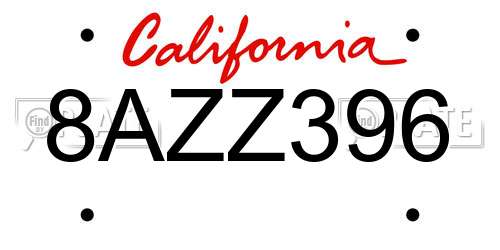 8AZZ396 California License Plate