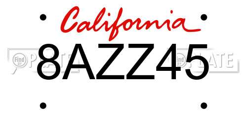 8AZZ45 California License Plate