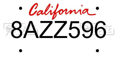 8AZZ596 California License Plate