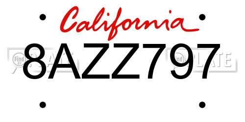 8AZZ797 California License Plate