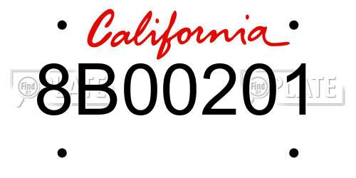 8B00201 California License Plate