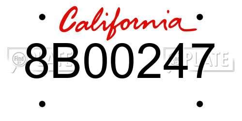 8B00247 California License Plate
