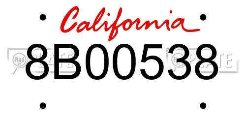 8B00538 California License Plate