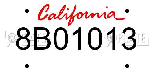 8B01013 California License Plate