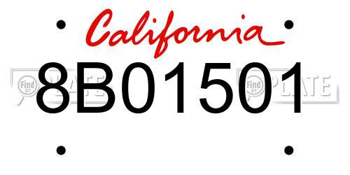 8B01501 California License Plate