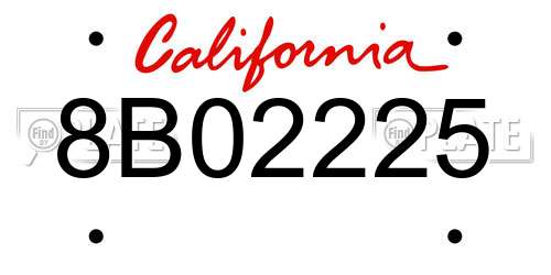8B02225 California License Plate