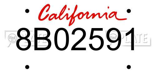 8B02591 California License Plate