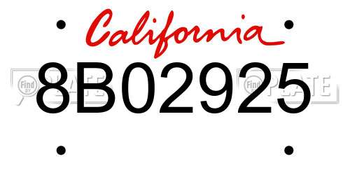 8B02925 California License Plate
