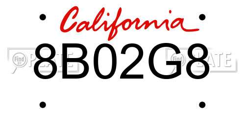 8B02G8 California License Plate