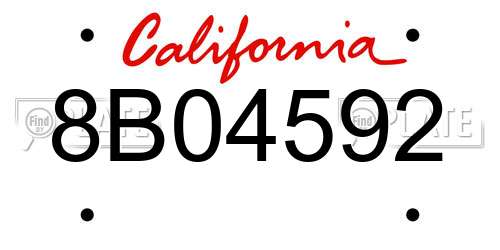 8B04592 California License Plate