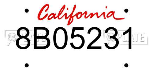 8B05231 California License Plate