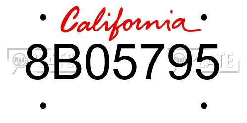 8B05795 California License Plate