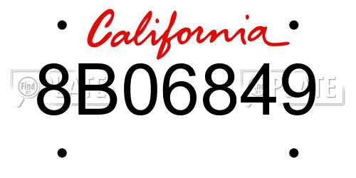 8B06849 California License Plate