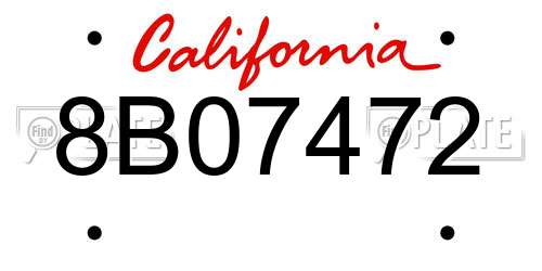8B07472 California License Plate