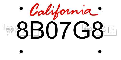 8B07G8 California License Plate