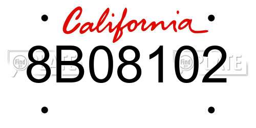 8B08102 California License Plate