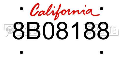 8B08188 California License Plate