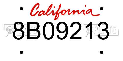 8B09213 California License Plate