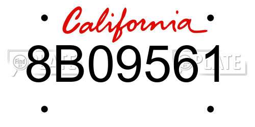8B09561 California License Plate