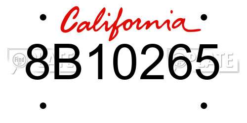 8B10265 California License Plate