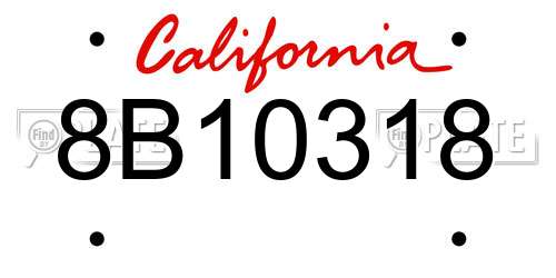 8B10318 California License Plate