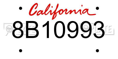 8B10993 California License Plate