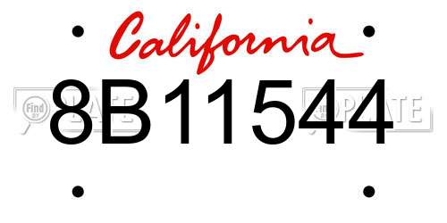 8B11544 California License Plate