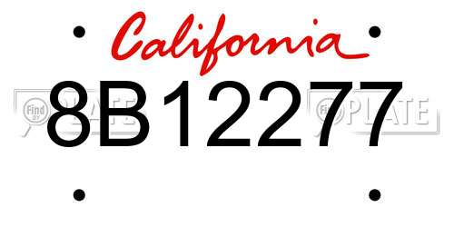 8B12277 California License Plate