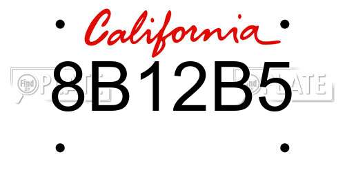 8B12B5 California License Plate