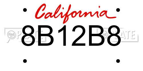 8B12B8 California License Plate