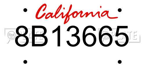 8B13665 California License Plate