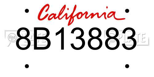8B13883 California License Plate